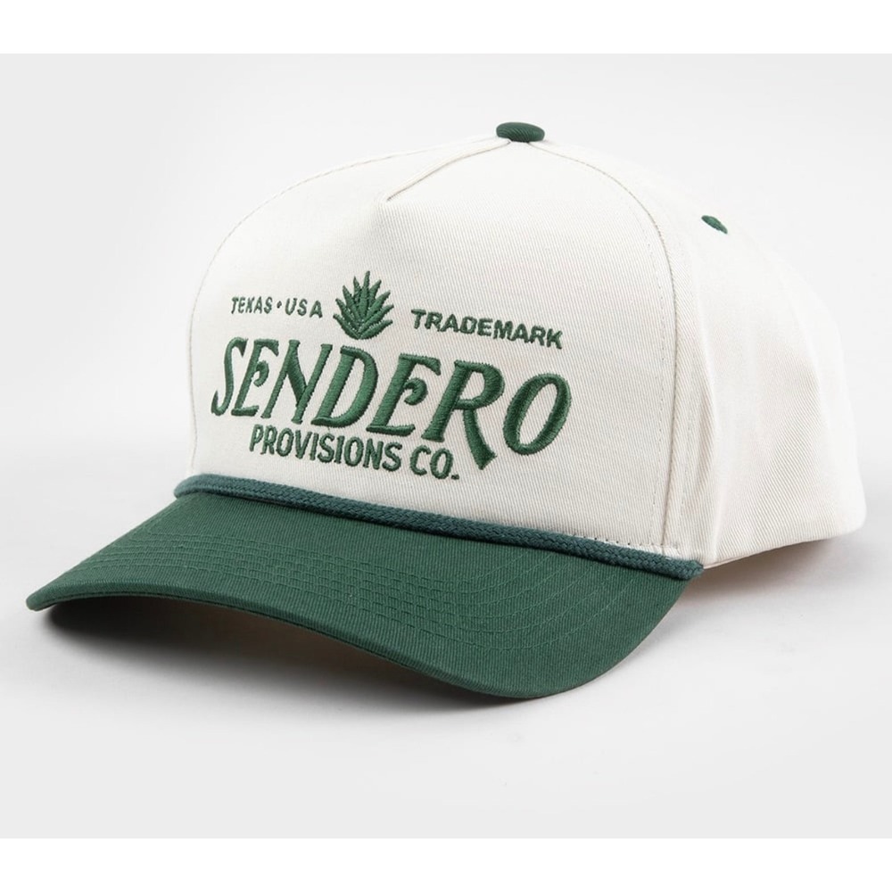 Sendero Provisions Co Logo Snapback Hat Cream Green Rope Trucker Cap Texas USA